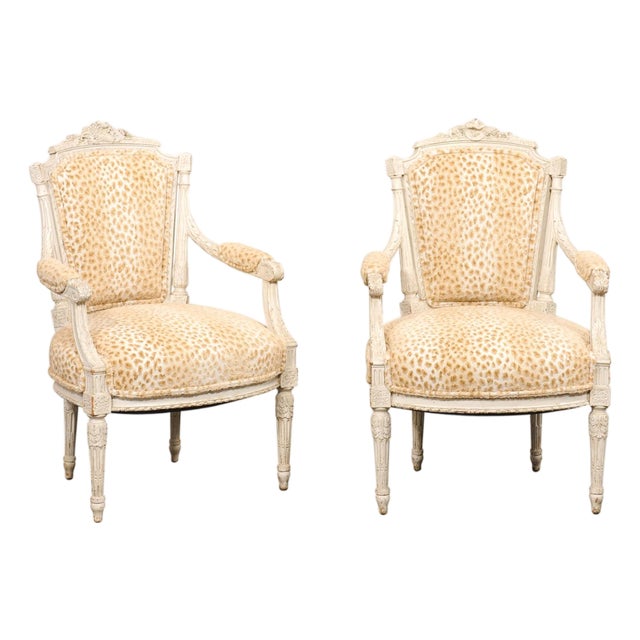 French Louis XVI Style Fauteuils, 19th C. For Sale