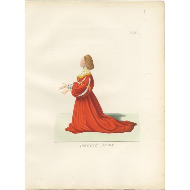 P. Mercuri, Medieval Courtly Costumes and Figures, 1845, Lithograph, Set of 10 For Sale - Image 10 of 14