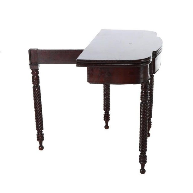 Antique Sheraton Mahogany Game Table With Rope Carved Legs Unsigned For Sale - Image 12 of 15