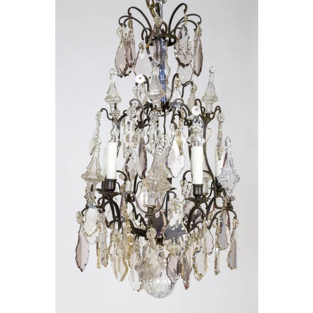 Late 19th Century Multi Crystal & Spire Blackened Bronze Birdcage Chandelier For Sale - Image 11 of 11