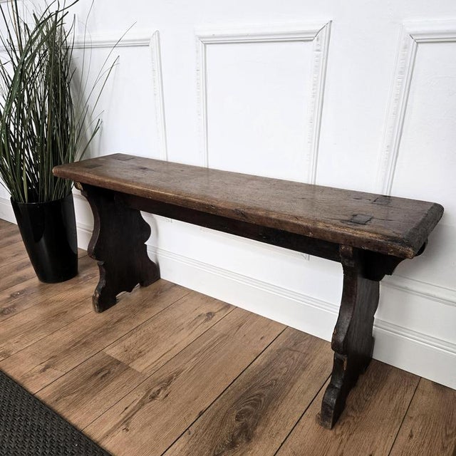 Rustic Antique Italian Minimal Primitive Rustic Wooden Bench, 1890s For Sale - Image 3 of 9