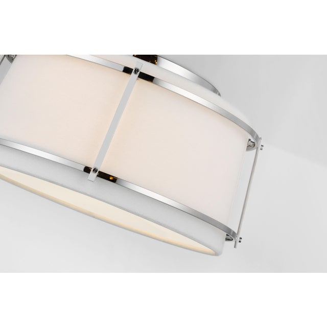 Callaway Small Flush Mount in Polished Nickel with Linen Shade and Frosted Acrylic Diffuser Designer: Carrier and Company...