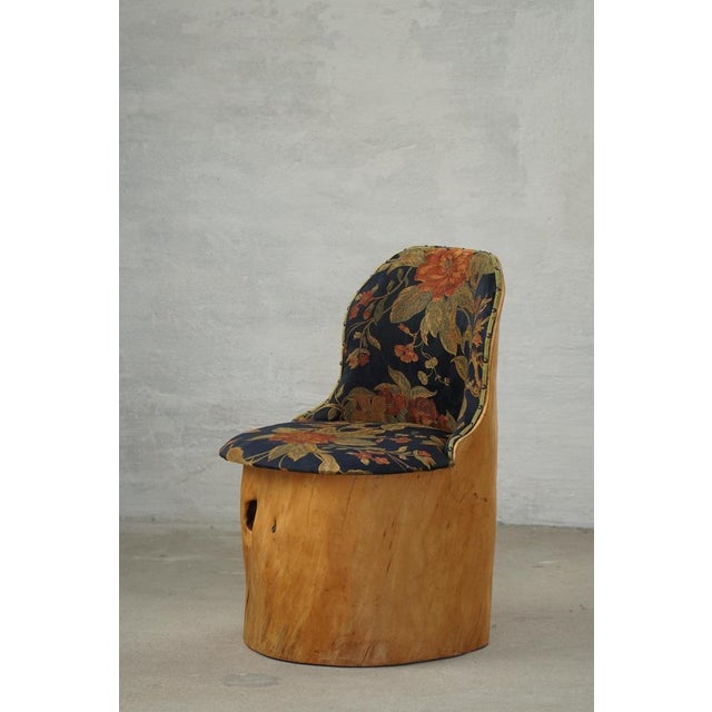 1960s Mid-Century Swedish Pine Stump Chair / Kubstol with Floral Upholstery, 1960s For Sale - Image 5 of 17
