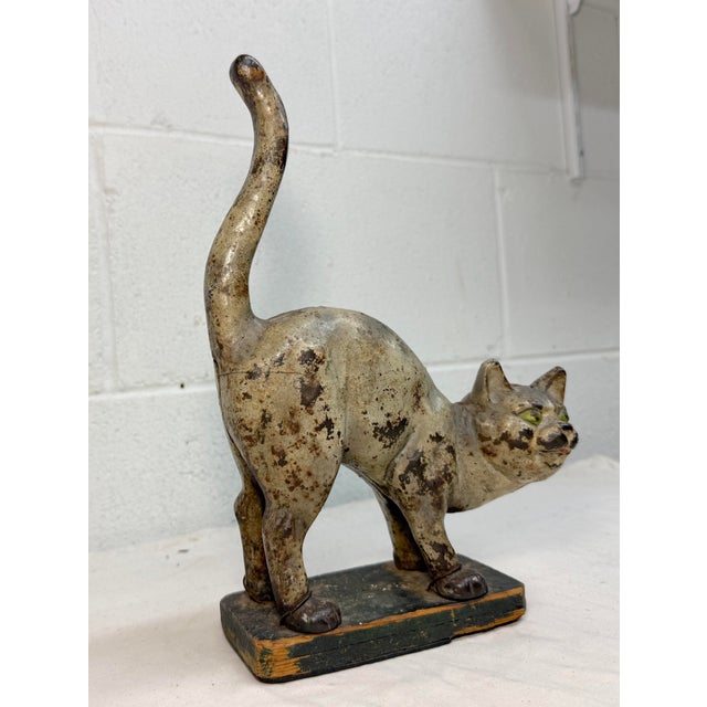 Rare Antique 1920's Hubley Manufacturing Company Heavy Cast Iron Cat Doorstop For Sale In New York - Image 6 of 13