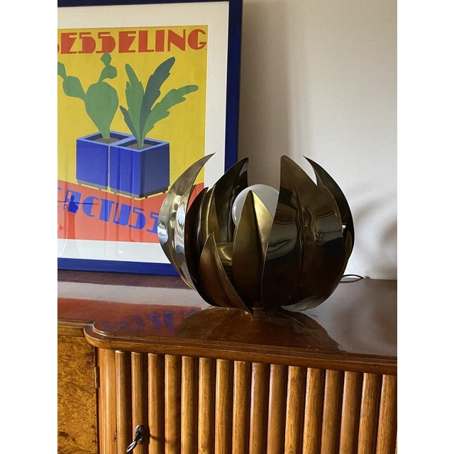 Lotus Flower Floor or Table Lamp in Brass attributed to Bottega Gadda, Italy, 1970s For Sale - Image 18 of 18