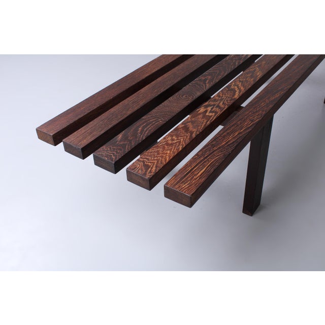 Small Wenge Slatted Bench by Martin Visser for T Spectrum, 1960s For Sale - Image 11 of 18