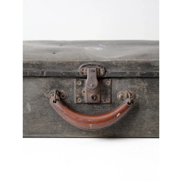 Early 20th Century Antique Hardboard Suitcase For Sale - Image 5 of 11