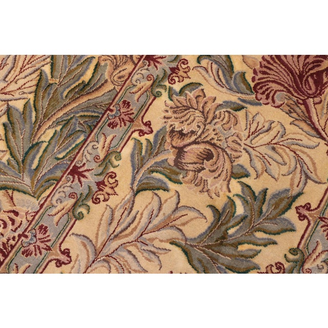 1990s Boho Chic Tulip Pak-Persian Gold/Green Wool Rug - 10'1'' X 14'1'' For Sale - Image 5 of 8