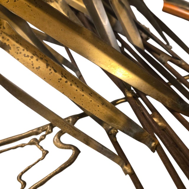 MCM Cattails Wall Sculpture Brutalist Vintage 34 Inch Large Art Copper Brass For Sale - Image 10 of 18