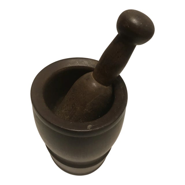 Antique Mid 19th Century Wooden Mortar and Pestle For Sale