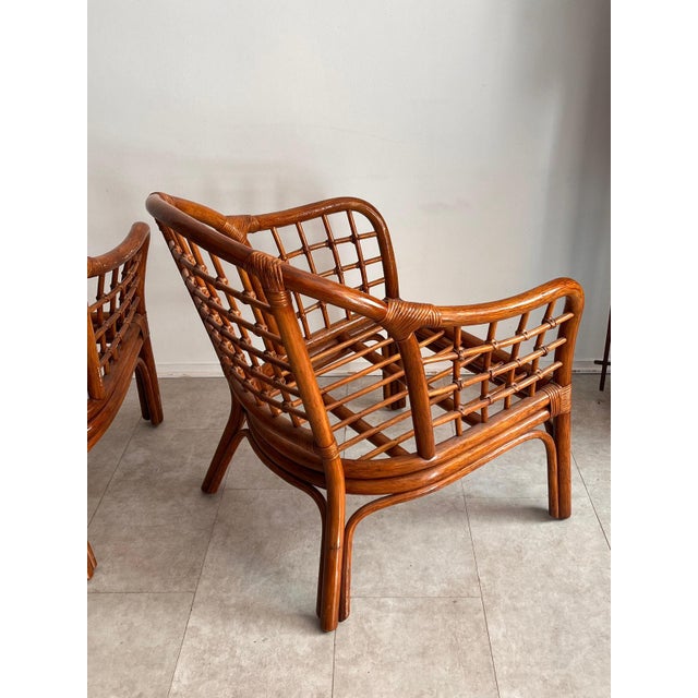 Italian Woven Bamboo Armchairs, 1960s, Set of 2 For Sale - Image 9 of 15