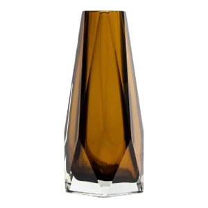 Hand Blown Murano Goccia Vase With Wide Bottom in Tobacco