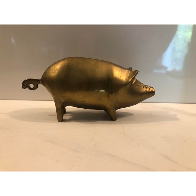 Vintage Contemporary Solid Brass Pig Figurine For Sale - Image 12 of 17