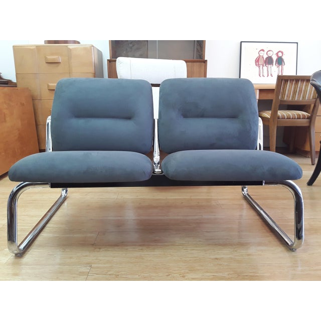 1980s Vintage Tubular Chrome and Microfiber Loveseat Chairish