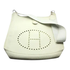 Hermes Evelyne Parchment White Clemence Leather GM Handbag Purse