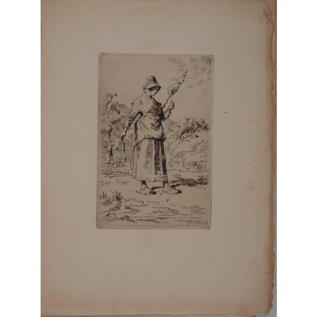 Jean-François Millet, The Peasant Woman, Original Engraving For Sale - Image 3 of 8