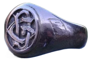 The Bolivia: Turn of the Century 18K Rose Gold Hand Engraved Initial Ring