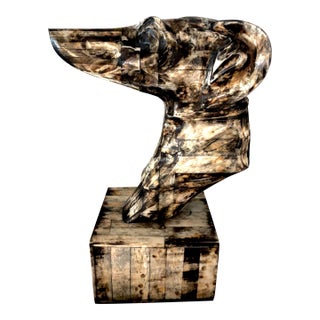 Midcentury Horn Inlay Bust of Greyhound Whippet, After Maitland-Smith For Sale