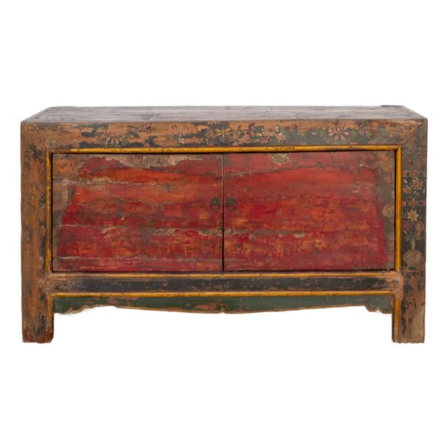 Antique Painted Qing Dynasty Buffet Cabinet For Sale