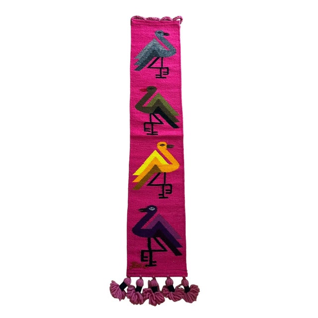 1990s 1990s Pink Birds Wool Wall Art For Sale - Image 5 of 5