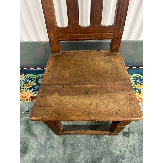 Wood Late 18th Century Primitive Oak Side Chair For Sale - Image 7 of 7