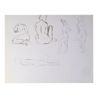 Evelyne Luez, Depicting Nude Women, 20th Century, Pencil on Paper For Sale