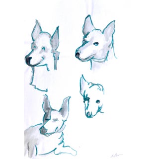"Dog Portraits" Contemporary Abstract Figurative Drawing by Martha Holden For Sale