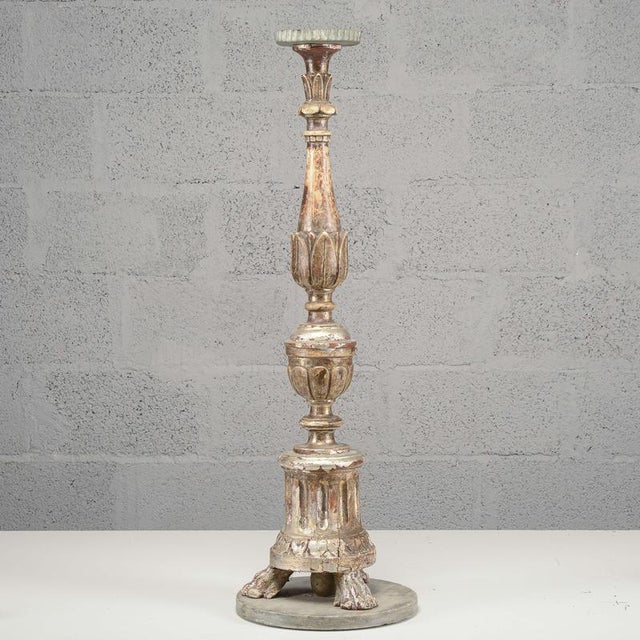 Lacquered Candlestick with Marble Base For Sale - Image 3 of 8
