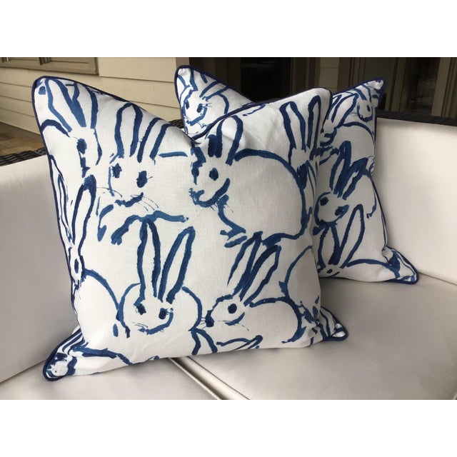 Not Yet Made - Made To Order Hunt Slonem "Bunny Hutch" in Navy & White 20" Pillow - Single For Sale - Image 5 of 6