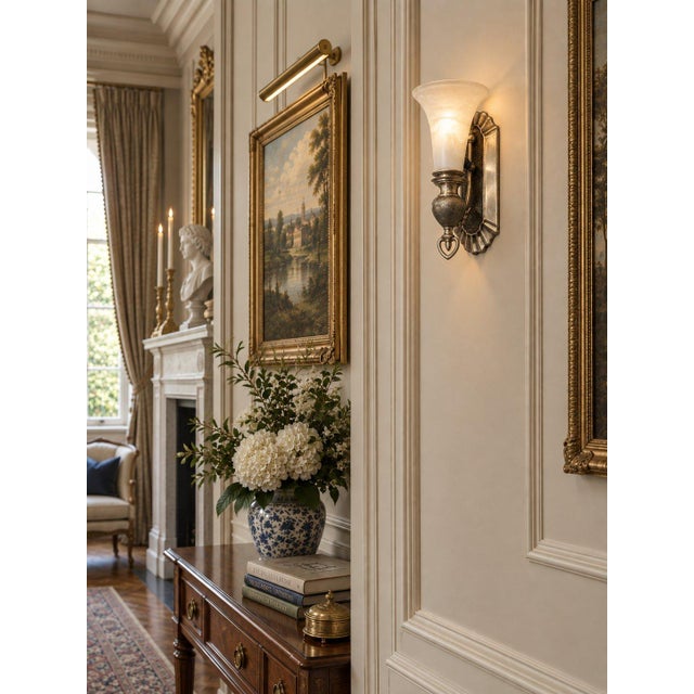 Metal Kichler Wall Sconce Frosted Glass Metal Tuscan Gold Neo Classical English Style For Sale - Image 7 of 7