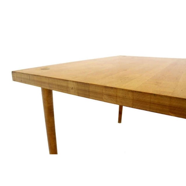 1970s Solid Maple 2" Thick Butcher Block Top Tapered Dowel Legs Writing Dining Table For Sale - Image 5 of 10