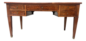 Louis XVI Style Flat Desk in Mahogany and Veneer, 19th Century
