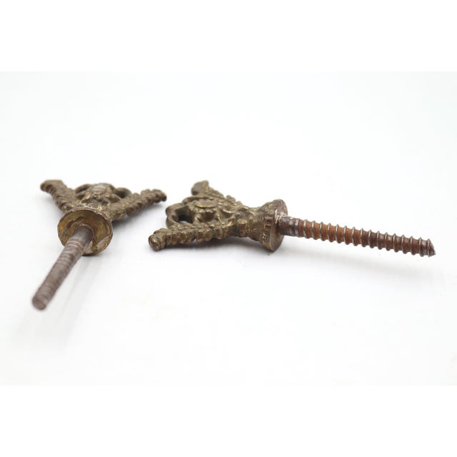 Victorian Pair of Victorian 3.187 In. Brass Mirror Screws For Sale - Image 3 of 3