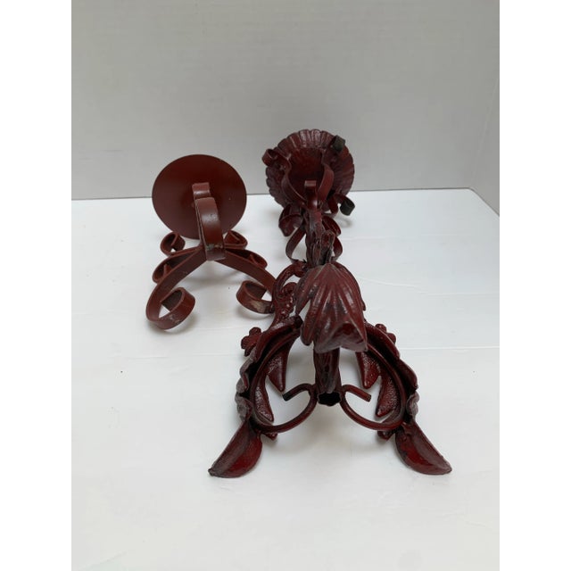 Vintage 1970s ornate iron candleholders for pillar candles. No spike in the center. Great for battery or wax candles. Set...