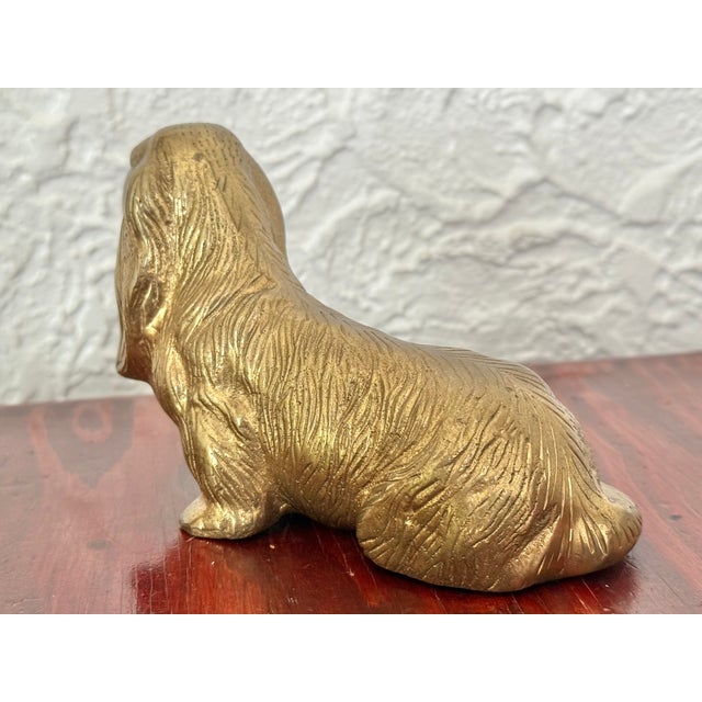 Mid 20th Century Vintage Solid Brass Sitting Spaniel Dog Figurine For Sale - Image 5 of 10