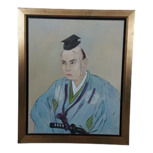 Samurai Takami Senseki Portrait After Watanabe Kazan Dutch Oil Painting Framed