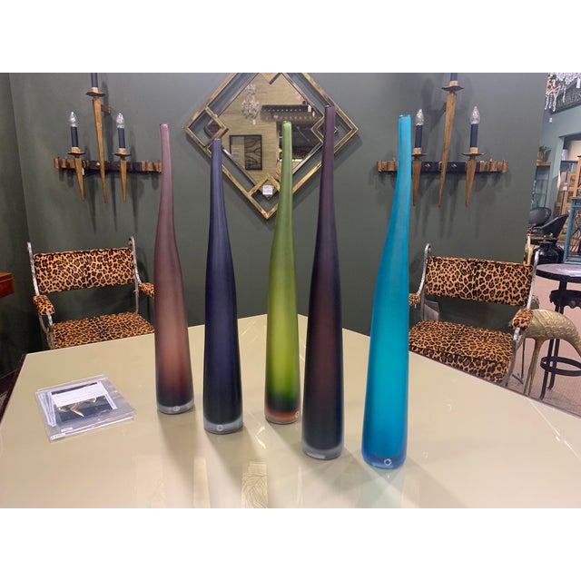 Tall Murano Hand Blown Art Glass Vase in Plum Chairish