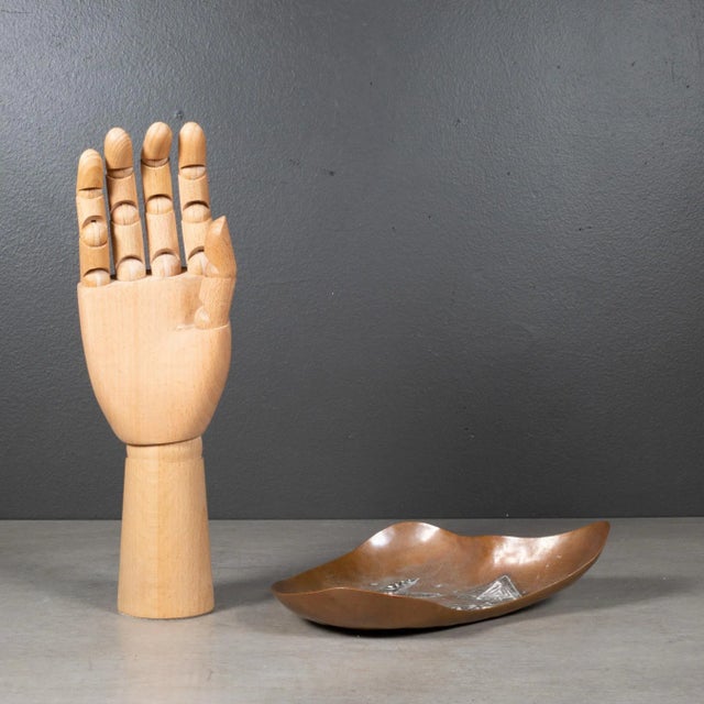 Mid-Century Copper and Silver Applique Dish C.1960 For Sale - Image 4 of 4