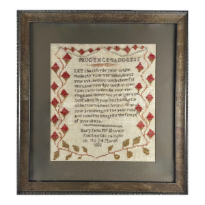1830 Linen Embroidery Sampler, "Prudence's Address"
