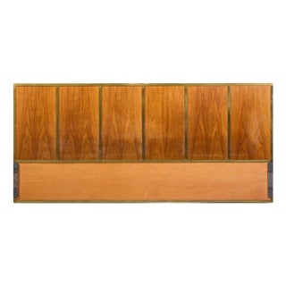 Paul McCobb for Calvin Mid Century Walnut and Brass King Headboard For Sale