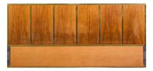 Paul McCobb for Calvin Mid Century Walnut and Brass King Headboard