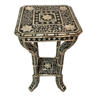 Black and White Bone Inlay Mosaic End Table For Sale