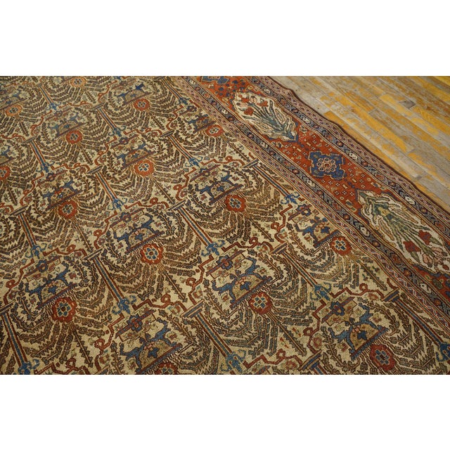 Ivory Traditional Ivory Background Color & Red-Rust Border Allover Pattern Antique Persian Bibikabad Galley Rug For Sale - Image 8 of 12