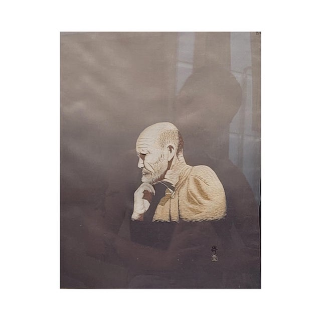Embroidered Silk “Portrait of a Thinker”, Made for Export, Meiji Period, 20th Century – Japan A magnificent silk portrait...