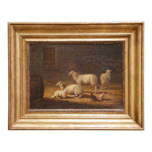 19th Century French Pastoral Sheep Painting Attributed to Jules Louis Rame