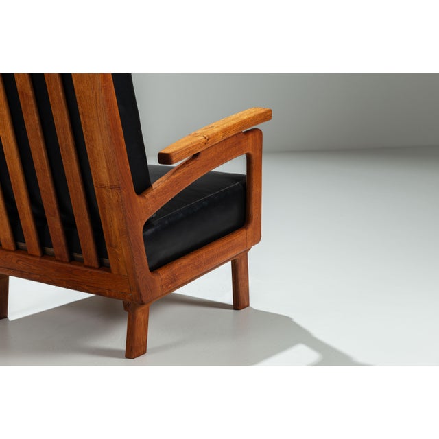 Belgian Lounge Chairs in Oak with Leather Cushions, 1960s, Set of 2 For Sale - Image 11 of 17