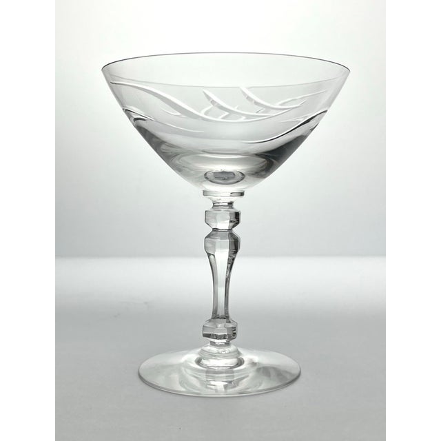 American Tiffin Franciscan “Surf” Set of 3 Coupe Champagne Glasses For Sale - Image 3 of 6