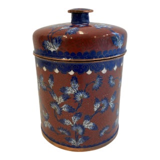 Antique Chinese Cloisonné Covered Tea Jar For Sale