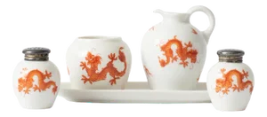 Porcelain and Silver Cruet Set from Thomas, 1930s, Set of 5
