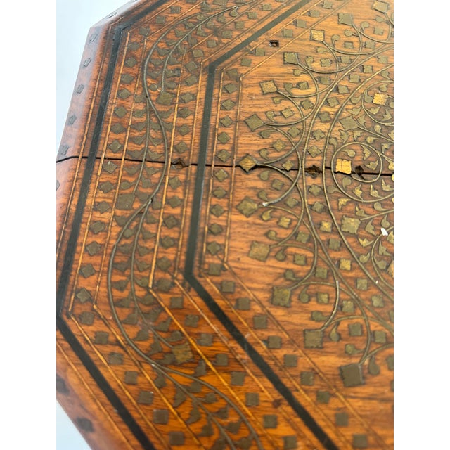 Octagonal Vintage Inlaid Moroccan Side Table For Sale - Image 14 of 14
